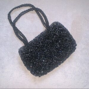 La Regale Beaded Black Clutch Mini Purse